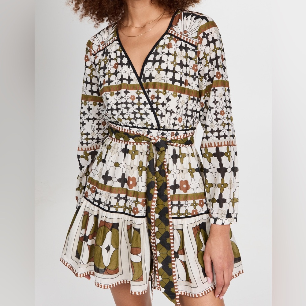 NWT Cleobella Emory Mini Dress in Art Deco Black, White, Green size Large